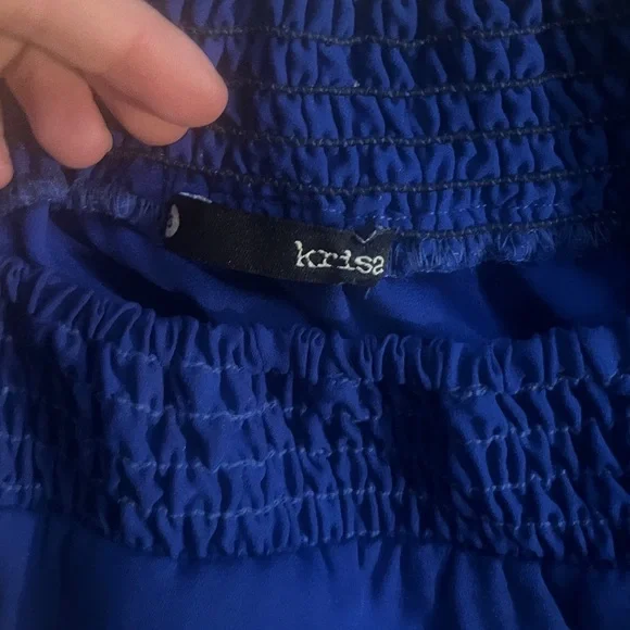 Krisa (Revolve) Smocked Strapless Mini Dress; color: Azurite - Picture 3 of 3